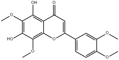 2-(3,4-ジメトキシフェニル)-5,7-ジヒドロキシ-6,8-ジメトキシ-4H-1-ベンゾピラン-4-オン 化学構造式