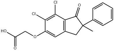 [[(6,7-ジクロロ-2,3-ジヒドロ-2-メチル-1-オキソ-2-フェニル-1H-インデン)-5-イル]オキシ]酢酸 化学構造式