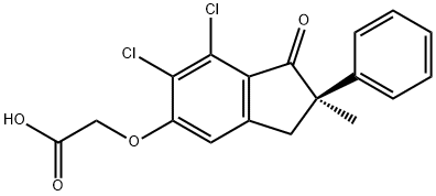 (-)-[[(R)-2,3-Dihydro-6,7-dichloro-2-methyl-1-oxo-2-phenyl-1H-indene-5-yl]oxy]acetic acid Struktur