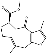 (6R,9E)-4,5,6,7,8,11-Hexahydro-3,10-dimethyl-4-oxocyclodeca[b]furan-6-carboxylic acid methyl ester Structure