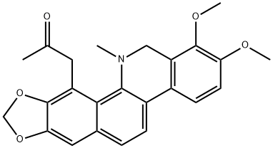 1-(12,13-ジヒドロ-1,2-ジメトキシ-12-メチル[1,3]ベンゾジオキソロ[5,6-c]フェナントリジン-11-イル)-2-プロパノン 化学構造式