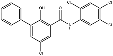 5-クロロ-2-ヒドロキシ-3-フェニル-N-(2,4,5-トリクロロフェニル)ベンゼンカルボアミド 化学構造式