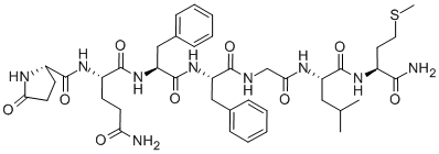PYR-GLN-PHE-PHE-GLY-LEU-MET-NH2 Struktur
