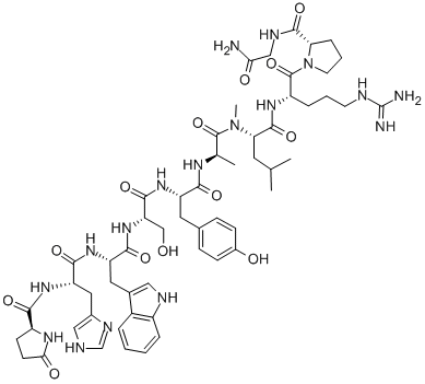 PGLU-HIS-TRP-SER-TYR-D-ALA-N-METHYL-LEU-ARG-PRO-GLY-NH2 Structure