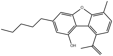 6-メチル-9-イソプロペニル-3-ペンチルジベンゾフラン-1-オール 化学構造式