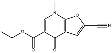 Furo[2,3-b]pyridine-5-carboxylic  acid,  2-cyano-4,7-dihydro-7-methyl-4-oxo-,  ethyl  ester 结构式