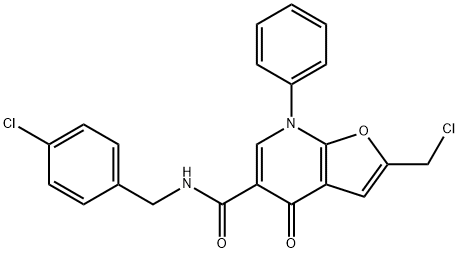 Furo[2,3-b]pyridine-5-carboxamide,  2-(chloromethyl)-N-[(4-chlorophenyl)methyl]-4,7-dihydro-4-oxo-7-phenyl- 结构式