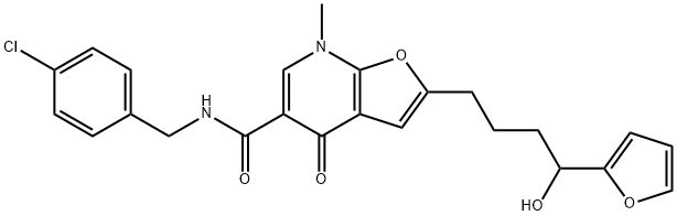 Furo[2,3-b]pyridine-5-carboxamide,  N-[(4-chlorophenyl)methyl]-2-[4-(2-furanyl)-4-hydroxybutyl]-4,7-dihydro-7-methyl-4-oxo- 结构式
