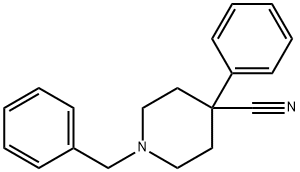 4-フェニル-1-(フェニルメチル)-4-ピペリジンカルボニトリル 化学構造式