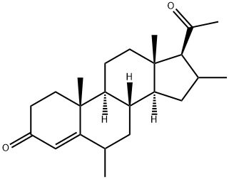 6,16-ジメチルプレグナ-4-エン-3,20-ジオン 化学構造式