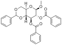 メチル2,3-ジ-O-ベンゾイル-4,6-O-ベンジリデン-Β-D-グルコピラノシド 化学構造式
