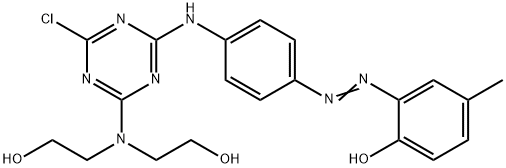 2-[[4-[[4-[bis(2-hydroxyethyl)amino]-6-chloro-1,3,5-triazin-2-yl]amino]phenyl]azo]-p-cresol Struktur