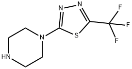 1-[5-(トリフルオロメチル)-1,3,4-チアジアゾール-2-イル]ピペラジン 化学構造式