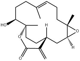 (1R,3S,5S,8E,12S,13R)-12-Hydroxy-5,9,13-trimethyl-16-methylene-4,14-dioxatricyclo[11.3.2.03,5]octadec-8-en-15-one Struktur