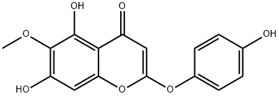 2-(4-ヒドロキシフェノキシ)-5,7-ジヒドロキシ-6-メトキシ-4H-1-ベンゾピラン-4-オン 化学構造式