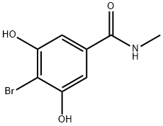 4-ブロモ-3,5-ジヒドロキシ-N-メチルベンズアミド 化学構造式