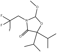 2-Methoxy-5,5-bis(1-methylethyl)-3-(2,2,2-trifluoroethyl)oxazolidin-4-one Struktur