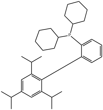 2-ジシクロヘキシルホスフィノ-2',4',6'-トリイソプロピルビフェニル 化学構造式