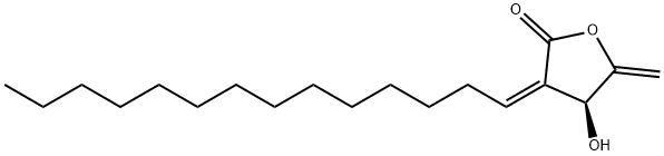 (S)-4,5-ジヒドロ-4-ヒドロキシ-5-メチレン-3-[(Z)-テトラデカン-1-イリデン]フラン-2(3H)-オン 化学構造式