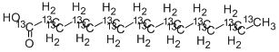 パルミチン酸 (U-13C16, 98%) 化学構造式