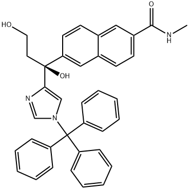 (S)-6-(1,3-二羟基-1-(1-三苯甲基-1H-咪唑-4-基)丙基)-N-甲基-2-萘甲, 566200-79-1, 结构式