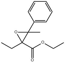 2-Ethyl-3-methyl-3-phenyl-2-oxiranecarboxylic acid ethyl ester Struktur