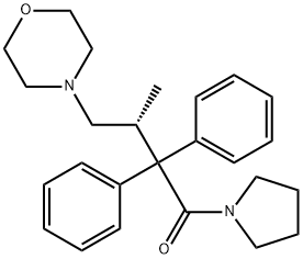 1-[(R)-3-メチル-4-(4-モルホリニル)-1-オキソ-2,2-ジフェニルブチル]ピロリジン 化学構造式