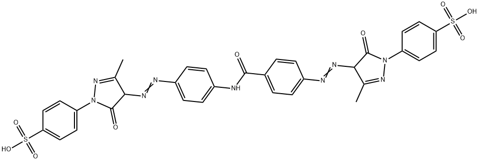 p-[4-[[4-[[4-[[4,5-dihydro-3-methyl-5-oxo-1-(4-sulphophenyl)-1H-pyrazol-4-yl]azo]benzoyl]amino]phenyl]azo]-4,5-dihydro-3-methyl-5-oxo-1H-pyrazol-1-yl]benzenesulphonic acid Structure