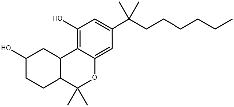 3-(1,1-ジメチルヘプチル)-6a,7,8,9,10,10a-ヘキサヒドロ-6,6-ジメチル-6H-ジベンゾ[b,d]ピラン-1,9-ジオール 化学構造式