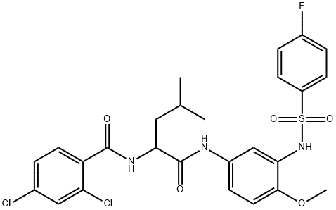 Benzamide, 2,4-dichloro-N-[1-[[[3-[[(4-fluorophenyl)sulfonyl]amino]-4-methoxyphenyl]amino]carbonyl]-3-methylbutyl]- (9CI)|