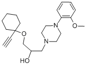 α-[[(1-エチニルシクロヘキシル)オキシ]メチル]-4-(o-メトキシフェニル)-1-ピペラジンエタノール 化学構造式