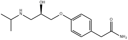 4-[(R)-2-ヒドロキシ-3-[(1-メチルエチル)アミノ]プロポキシ]ベンゼンアセトアミド 化学構造式