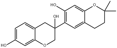 3',4'-Dihydro-2',2'-dimethyl(3,6'-bi-2H-1-benzopyran)-3,7,7'(4H)-triol 结构式