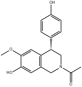 (4S)-2-Acetyl-1,2,3,4-tetrahydro-4-(4-hydroxyphenyl)-6-methoxy-7-isoquinolinol Struktur
