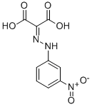 2-[2-(3-ニトロフェニル)ヒドラゾノ]プロパン二酸 化学構造式