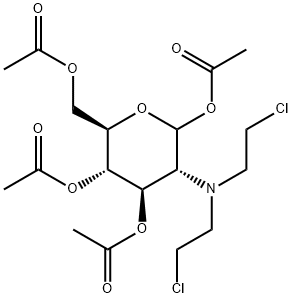 2-Deoxy-2-(di-2-chloroethyl)amino-1,3,4,6-tetraacetoxy-D-glucopyranose 结构式