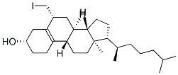 (3S,6R,8S,9S,13R,14S,17R)-6-(iodomethyl)-13-methyl-17-[(2R)-6-methylhe ptan-2-yl]-1,2,3,4,6,7,8,9,11,12,14,15,16,17-tetradecahydrocyclopenta[ a]phenanthren-3-ol Structure