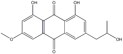 (+)-1,8-Dihydroxy-3-(2-hydroxypropyl)-6-methoxy-9,10-anthracenedione,569-04-0,结构式