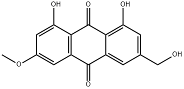 1,8-ジヒドロキシ-3-(ヒドロキシメチル)-6-メトキシ-9,10-アントラセンジオン 化学構造式