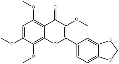 2-(1,3-Benzodioxol-5-yl)-3,5,7,8-tetramethoxy-4H-1-benzopyran-4-one 结构式