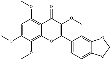 2-(1,3-Benzodioxol-5-yl)-3,5,7,8-tetramethoxy-4H-1-benzopyran-4-one,569-18-6,结构式
