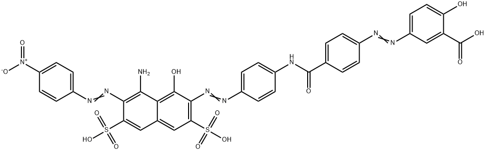 5-[[4-[[[4-[[8-アミノ-1-ヒドロキシ-7-[(4-ニトロフェニル)アゾ]-3,6-ジスルホ-2-ナフタレニル]アゾ]フェニル]アミノ]カルボニル]フェニル]アゾ]-2-ヒドロキシ安息香酸 化学構造式