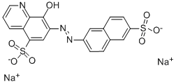 8-ヒドロキシ-7-(6-ソジオオキシスルホニル-2-ナフチルアゾ)キノリン-5-スルホン酸ナトリウム 化学構造式