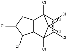 1α,2α,4β,5,6,7β,8,8-オクタクロロ-2,3,3aα,4,7,7aα-ヘキサヒドロ-4,7-メタノ-1H-インデン 化学構造式