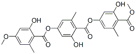 2-Hydroxy-4-[(2-hydroxy-4-methoxy-6-methylbenzoyl)oxy]-6-methylbenzoic acid 3-hydroxy-4-methoxycarbonyl-5-methylphenyl ester Structure