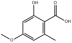 2-ヒドロキシ-4-メトキシ-6-メチル安息香酸 化学構造式