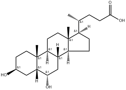 (3b,5b,6a)-3,6-dihydroxy-Cholan-24-oic acid, 570-84-3, 结构式