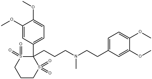 2-(3,4-ジメトキシフェニル)-N-(3,4-ジメトキシフェネチル)-N-メチル-1,3-ジチアン-2-プロパン-1-アミン1,1,3,3-テトラオキシド 化学構造式