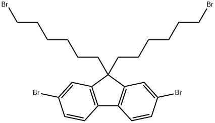 2,7-ジブロモ-9,9-ビス(6-ブロモヘキシル)フルオレン 化学構造式