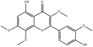 4',5-ジヒドロキシ-3,3',7,8-テトラメトキシフラボン 化学構造式
